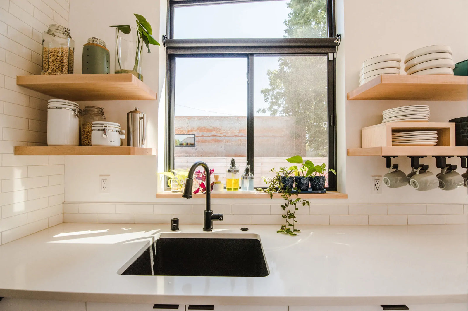 Kitchen floating shelves
