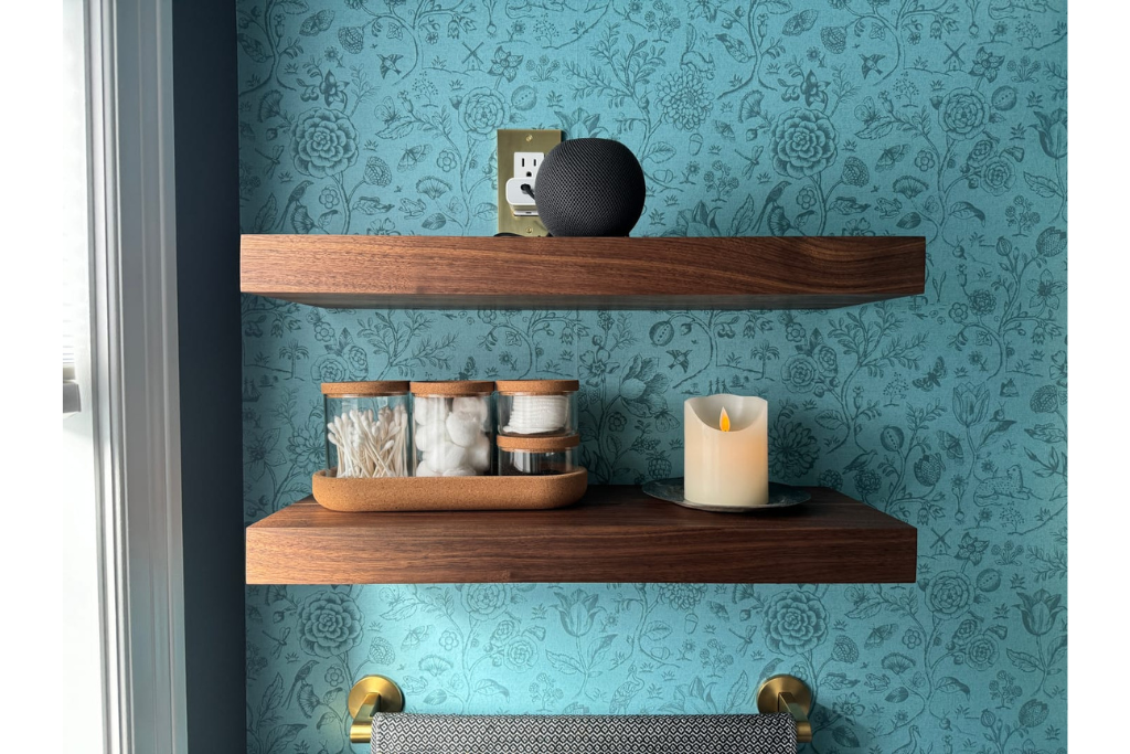 Walnut Custom Floating Shelves