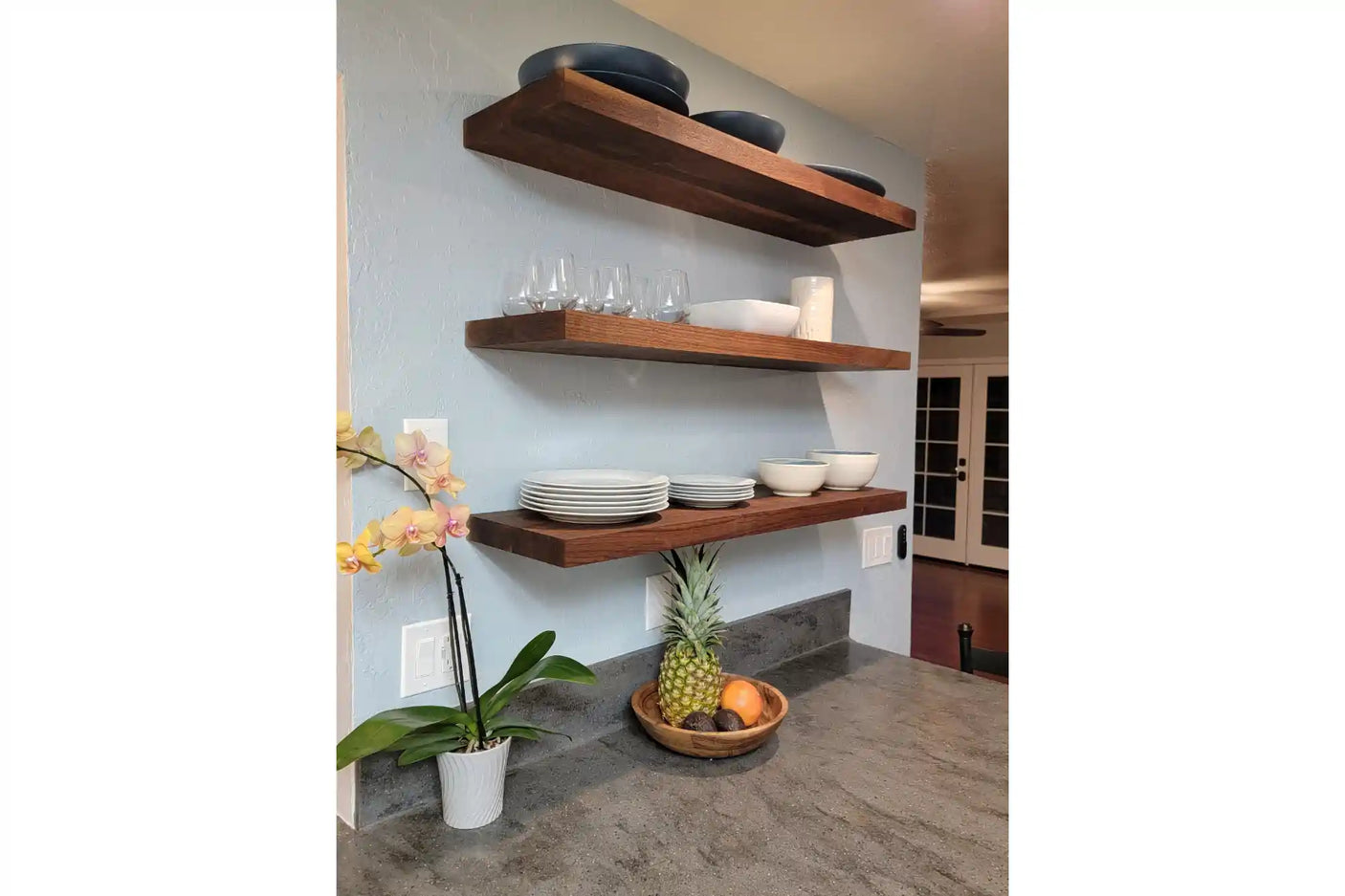 Walnut floating shelvs