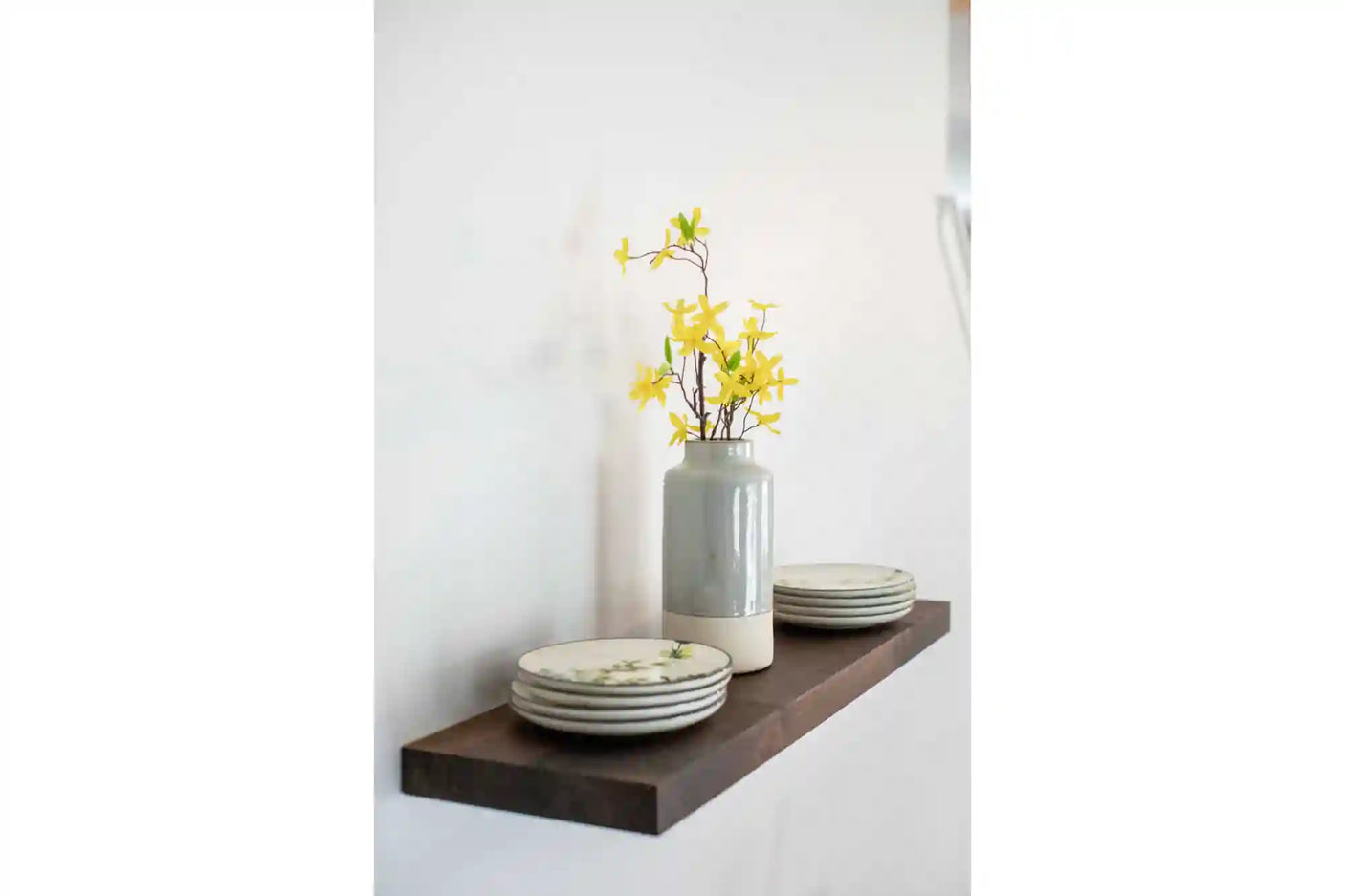 Walnut floating shelves