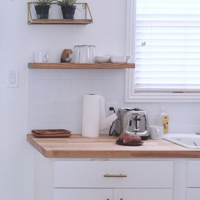 Floating Pine Kitchen Shelf