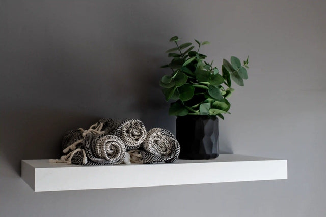 Painted White Floating Shelves