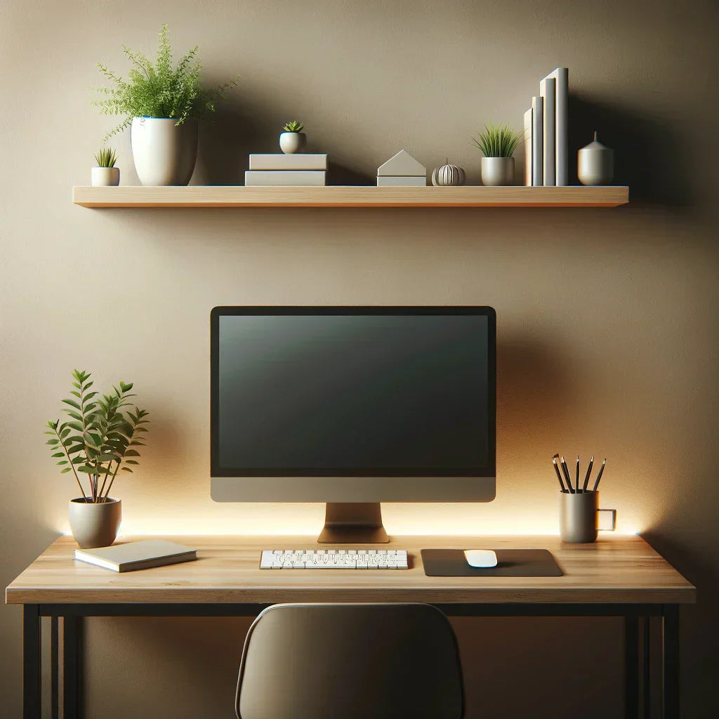 Attractive Floating Shelves Above Desk Ideas