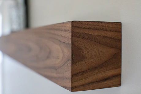 floating walnut mantel