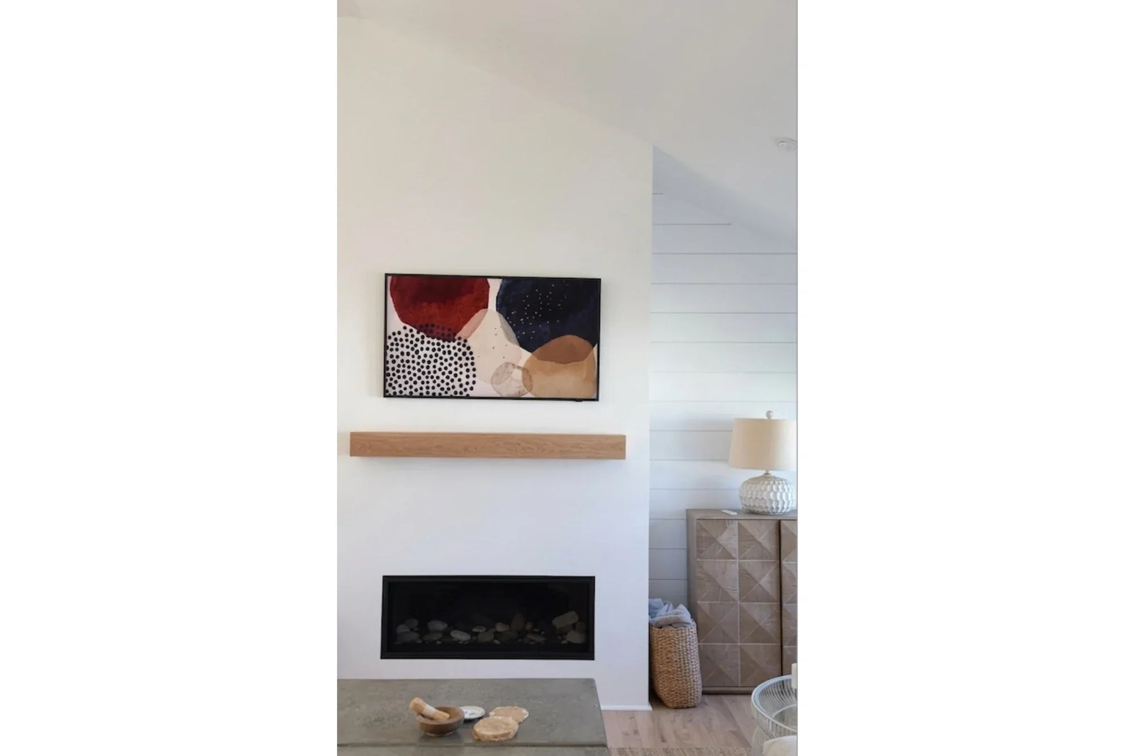 White oak mantel modern design