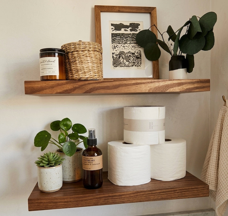 bathroom floating shelves