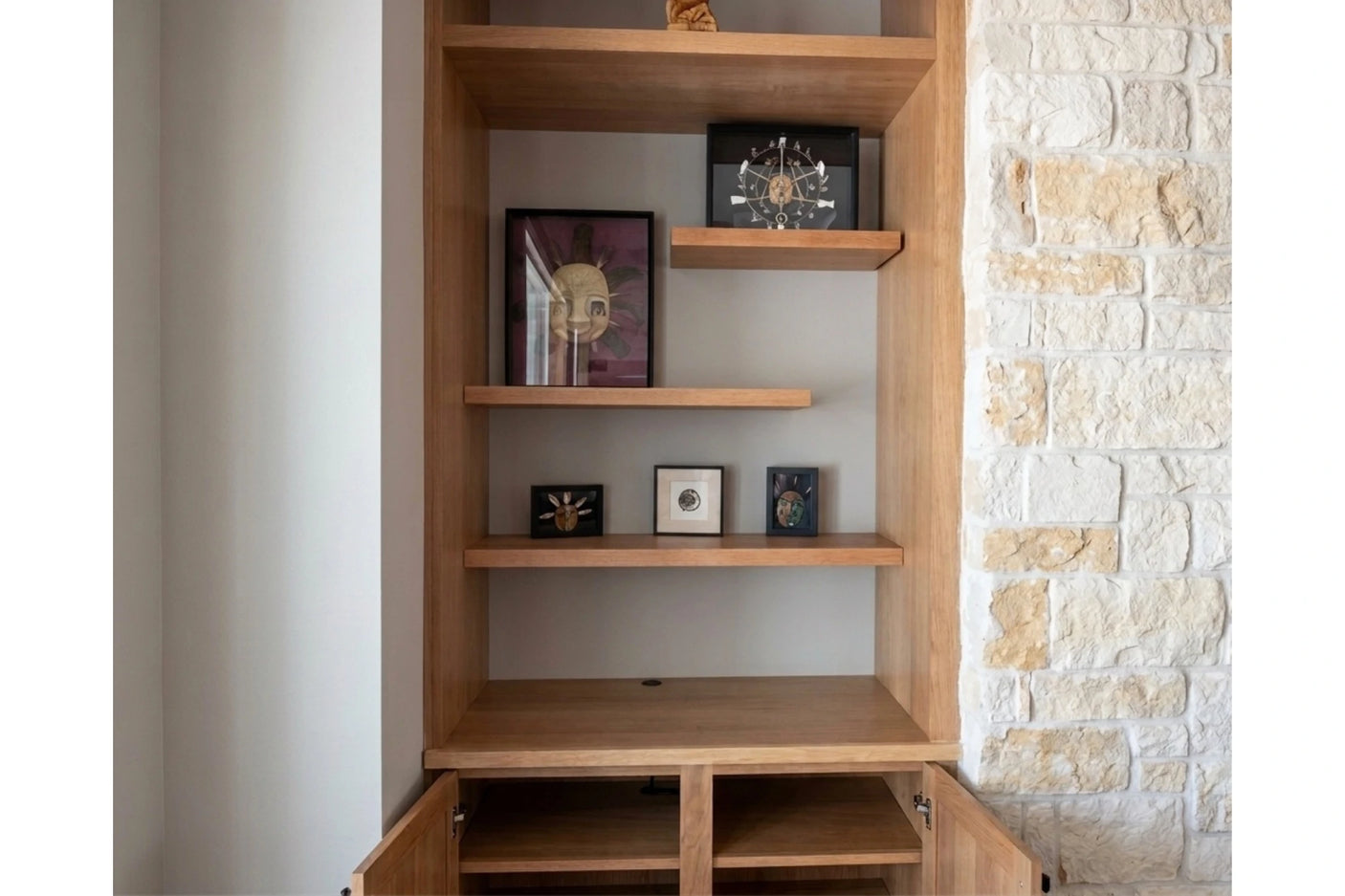 cherry floating shelves