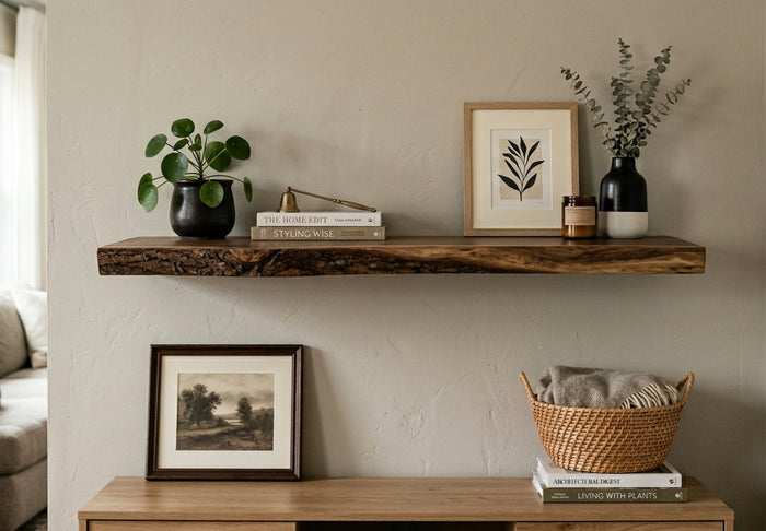 Live edge walnut floating shelf