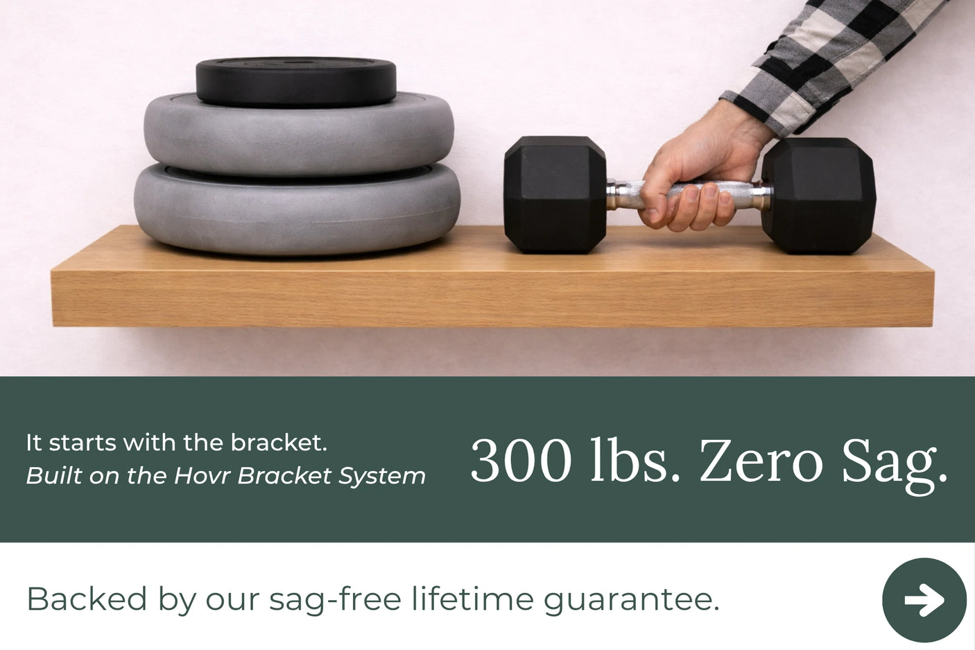 weights on floating shelves