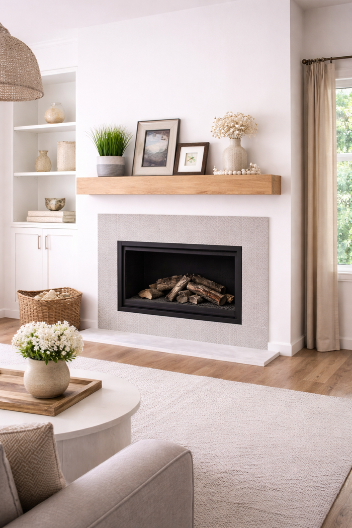 white oak mantel fireplace